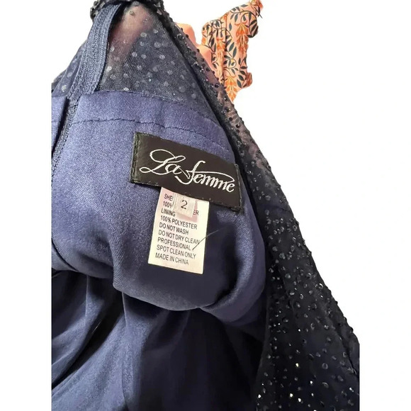 LA FEMME 30028 Navy Maxi Gown Size 2 - Picture 8 of 9